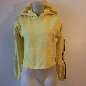 RtA Yellow Cropped Hoodie with Side Zipper Detail